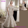 Best Selling Pictures of Latest Gowns Designs Grey Lace V-Back Bridal Wedding Dress