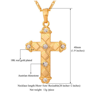 Croix latine pendentif 2015 nouvelle tendance Platinum / 18K or plaqué strass lunettes femmes/hommes Bijoux Collier pendentif gros