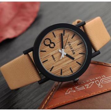 Yxl-466 New Arrival Japonais Miyota 2035 Mouvement Montres-bracelets en cuir véritable en bois couleur visage montres usine en gros