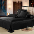 4PCS Silk Bedding Set Flat Fitted Sheet 2Pillowcases