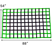 54" x 88" Polyester Green Webbing Truck Bed Cargo Safety Net Heavy Duty For Pickup Trucks with Cam Buckles & Carabiner Hooks