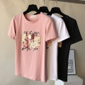 4 IN 1 Mode Stickerei Blumen T-Shirt