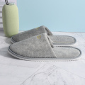 Grey velour slipper with Custom Embroidered Logo