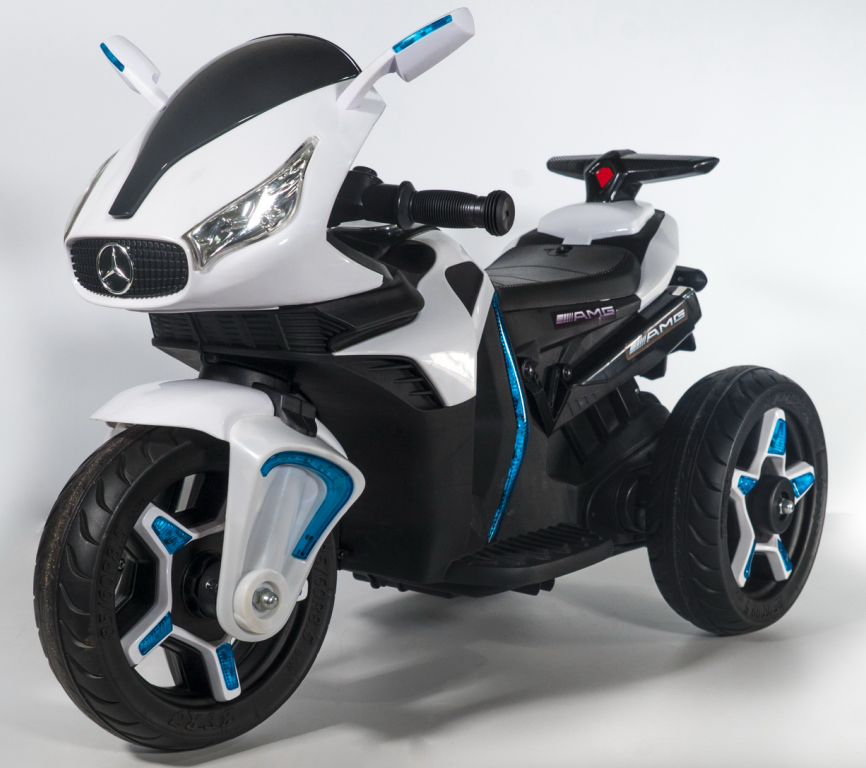 blue 3 wheel children electric car