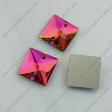 Square Flat Back Glass Beads with Hole