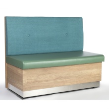 Sofá de tecido de couro moderno para restaurante Cabines com moldura de madeira