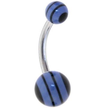 Black Blue Racing Stripe Belly Button Ring