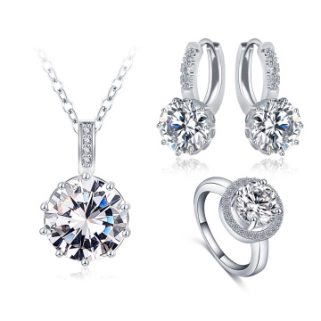 Runde Zircon Hochzeit Braut Schmuck Sets Großhandel (CST0034-B)