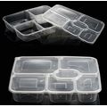 Caja desechable de 6 compartimentos Bento / comida / cacahuetes con tapa transparente / cubierta