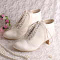 Chunky Heel Lace-up Bridal Boots Wedding