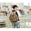 Vintage Canvas Backpack Rucksack Bookbag Satchel Hiking Bag (Khaki)