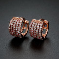 Tiny Crystal 14k Rose Gold Copper Hoop Earrings