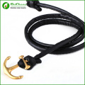 fashion PU leather hand made Stainless Steel anchor bracelet Bangle