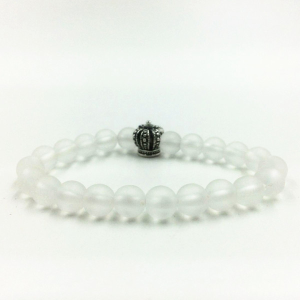 Simple Fashion White Crystal Alloy Crown Bead Bracelet