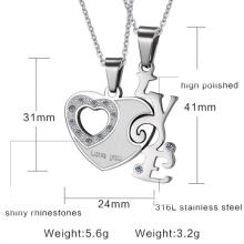 fashion heart shaped necklace LOVE couples pendant