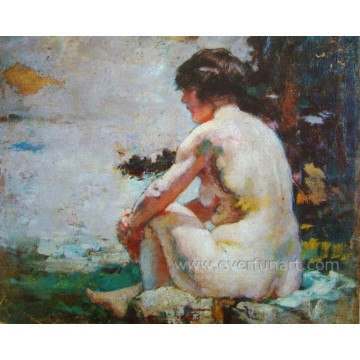 Handmade Indian Nude Woman Painting on Canvas Ebf-034