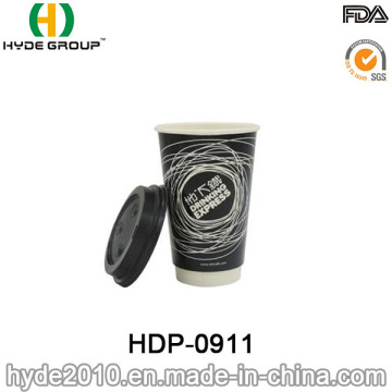 16oz de doble pared de papel taza de café con tapa (HDP-0911)