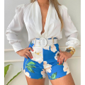 Ladies long sleeve short pant shirt women set