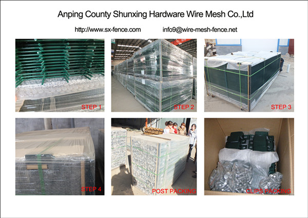 Packing of wire mesh fence;post and clips_