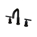 Grifo de latón para lavabo de baño negro con 3 orificios