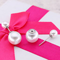 Wholesale double pearl earrings stud