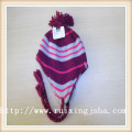 kids jacquard pompom earflap knitted hat with tassel