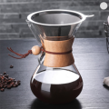 with Borosilicate Glass Carafe and Reusable Stainless Steel Permanent Filter Manual Coffee Dripper Brewer Pour Over Coffee Maker