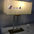 Living Room Fabric Shade Reading Light Square Bedside Table/Desk Lamp, Modern LED Lighting