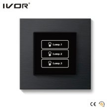 3 Gangs Lighting Switch Touch Panel Aluminum Alloy Outline Frame (HR1000-AL-L3-B)