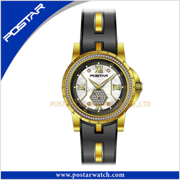 Psd-2317 Ladies Waterproof Stainless Steel Watch with IP Gold Plating