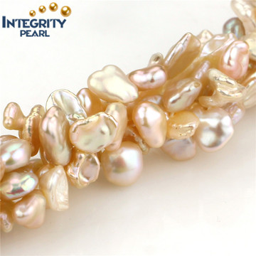 Freshwater 7-8mm Pearl Strand Belle Keshi Peach Pearl Strand