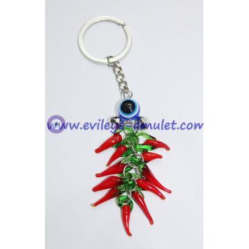 Turkish evil eye bell eleven red pepper key chain