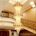 Candelera de escalera de cristal caliente para decoraciones para el hogar High Luxury Staircase Chandelier