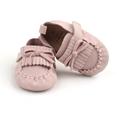 Chaussures habillées pour bébé en cuir suédé avec pompon et nœud