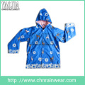 Yj-1101 Childrens Kids Blue PU Rain Jacket Parka Kids Rain Coats