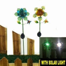 Decoración de Jardín Metal Flor de Color Brillante Luz Solar Artesanía de Estaca