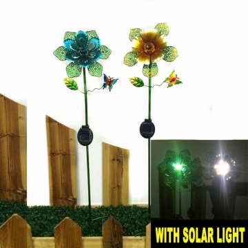 Garden Decoration Metal Bright Colored Flower Solar Light Stake Craft