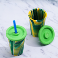 Copa de vaso de silicona personalizada con tapa y paja