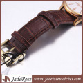 Mem′s Quartz Watch with Leather Strap Stainless Steel Watch