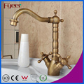 Fyeer Brass Dual Handle Retro Syle Wash Basin Faucet Water Mixer Tap Wasserhahn