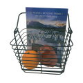 Black iron wire storage basket with handles