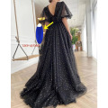 Sparkle Starry Starry Tulle Puffy Sleeve Prom Robes