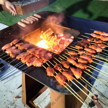 Grill de barbacoa de madera de acero Corten para cocina barbacoa