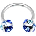 Calibre 14 gema 7 azul herradura Circular Barbell