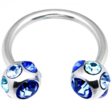 Calibre 14 bleu Gem 7 Horseshoe Barbell circulaire