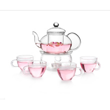 Glass Tea Pot Tea Set with Drinking Cup