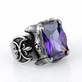 Punk Biker amethyst Gemstone cross rings