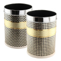 Fashion Leatherette Design Stainless Steel Top Rim Waste Bin