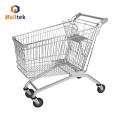 Grauer Metalleinkaufswagen Pu Wheeled Trolley