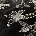 Fancy Beads Embroidery with Flat Embroidery on Stretch Velvet Fabric